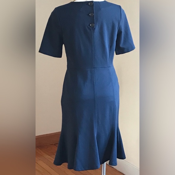 Banana Republic Blue Fit & Flare Midi 3 Black Buttons in Back Short Slee… - Picture 8 of 13